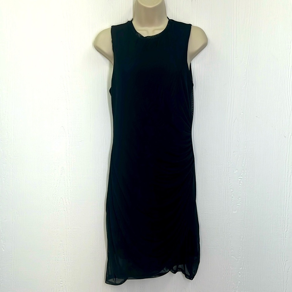 Anthropologie Free Press - Black Sleeveless Layered Mesh Sheath Dress Size Med